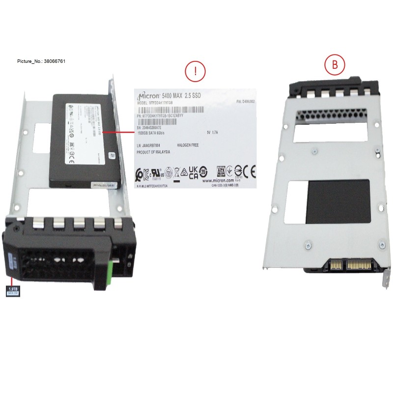 38066761 - SSD SATA 6G 1.92TB MU SFF IN LFF SLIM