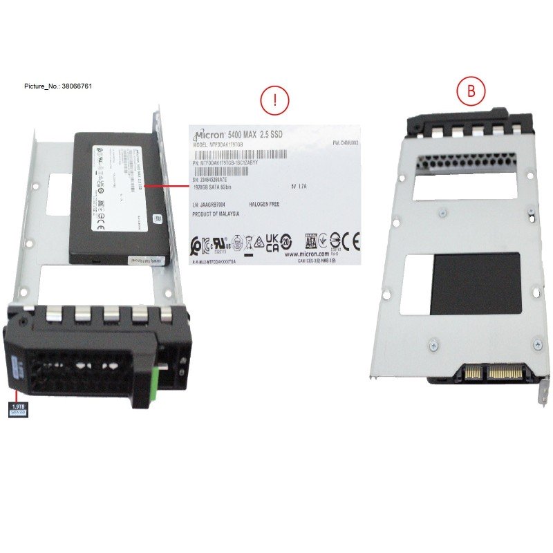 38066761 - SSD SATA 6G 1.92TB MU SFF IN LFF SLIM