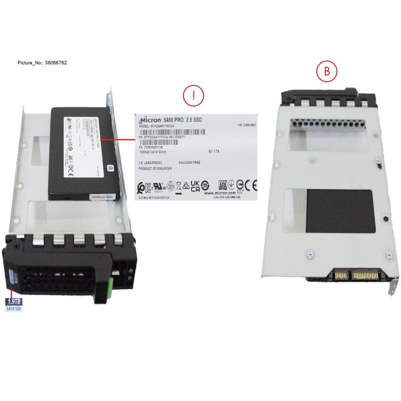 38066762 - SSD SATA 6G RI 1.92TB IN LFF SLIM