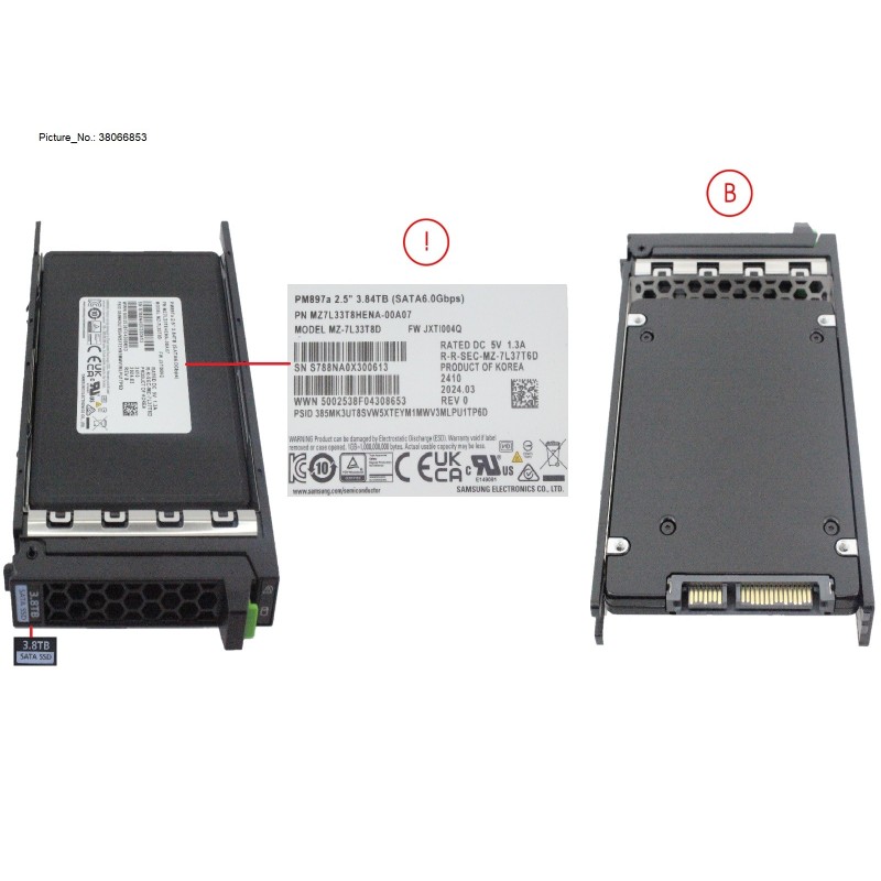 38066853 - SSD SATA 6G MU 3.84TB SED IN SFF SLIM