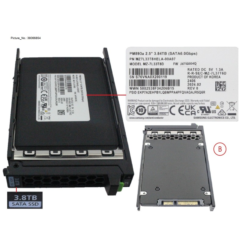38066854 - SSD SATA 6G RI 3.84TB SED IN SFF SLIM