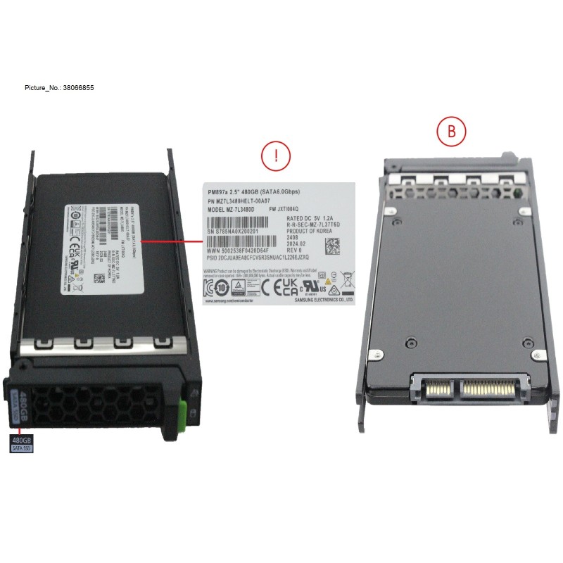 38066855 - SSD SATA 6G MU 480GB SED IN SFF SLIM