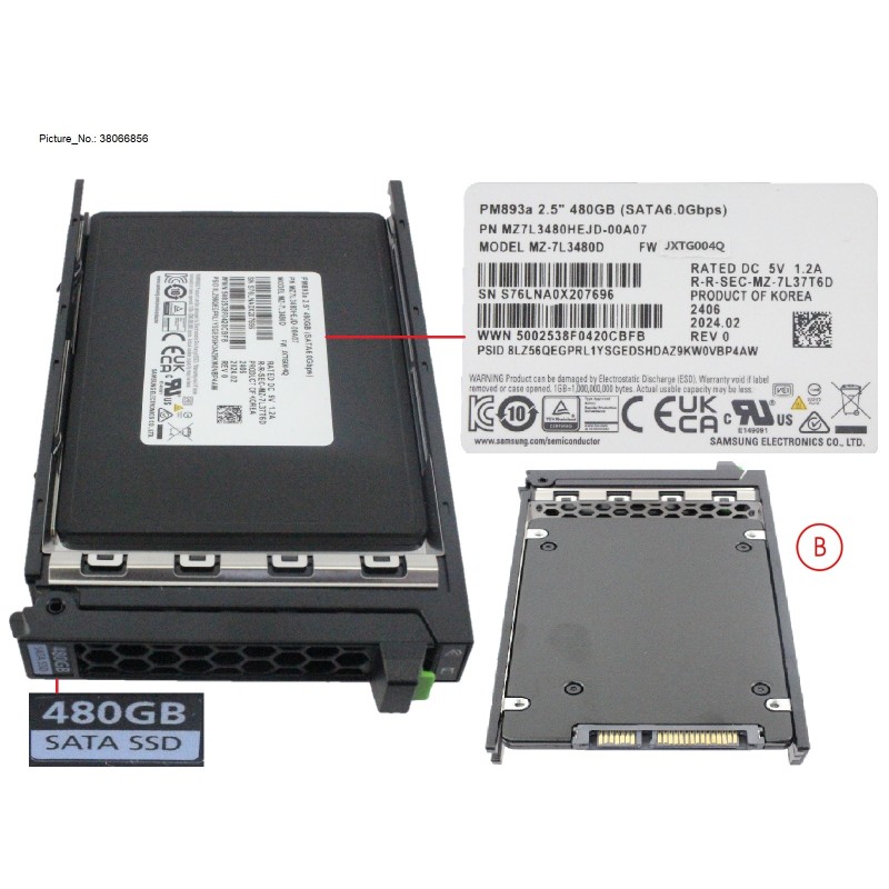 38066856 - SSD SATA 6G RI 480GB SED IN SFF SLIM