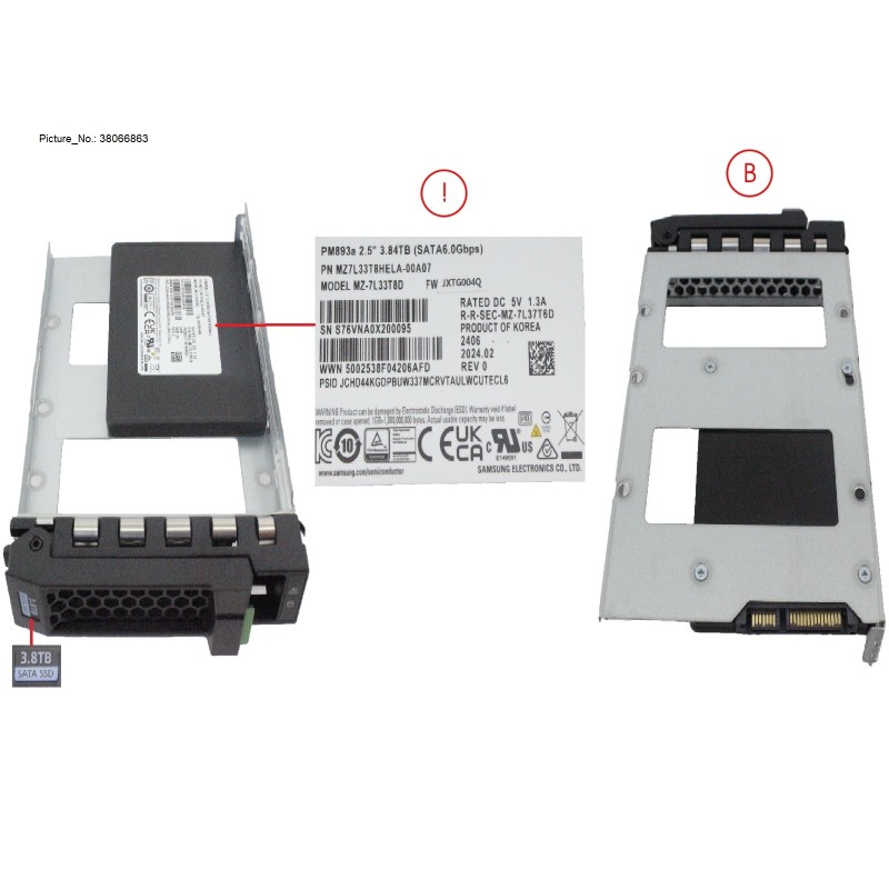 38066863 - SSD SATA 6G RI 3.84TB SED IN LFF SLIM