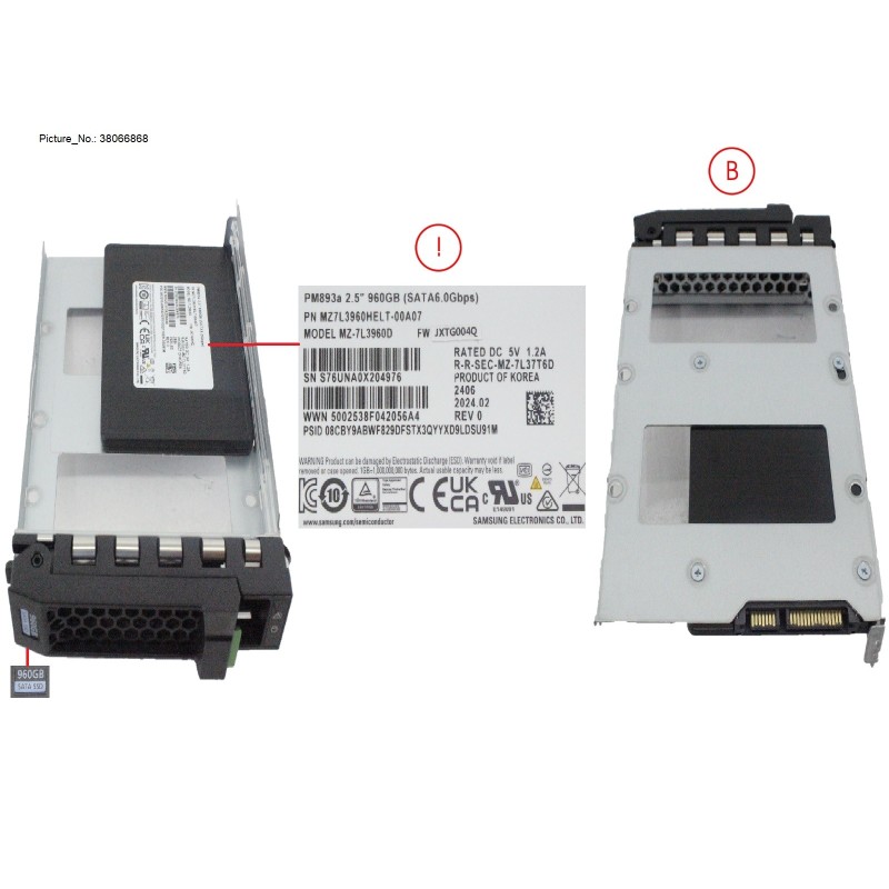 38066868 - SSD SATA 6G RI 960GB SED IN LFF SLIM