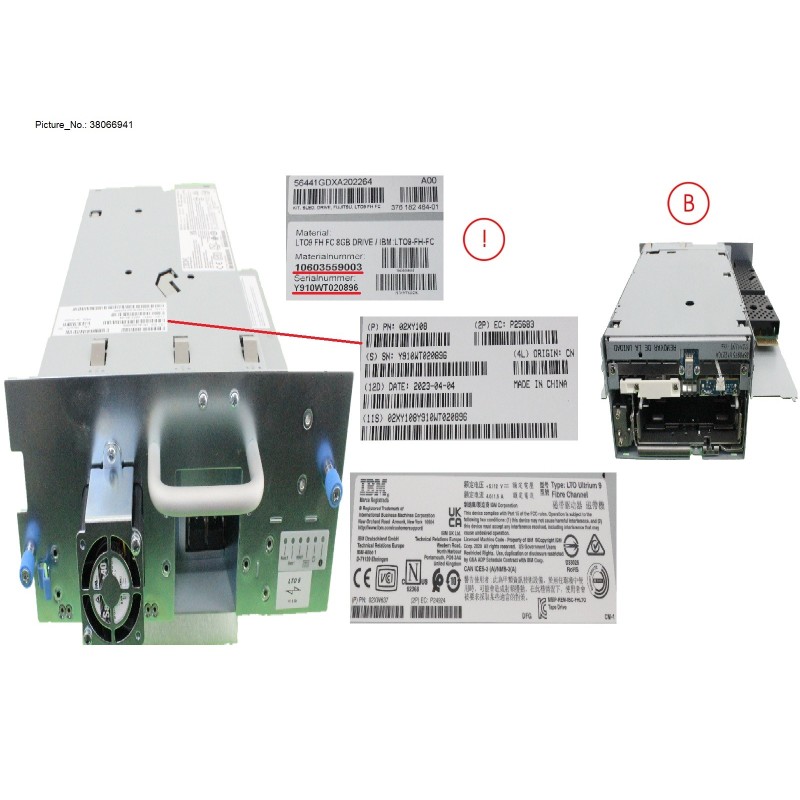 38066941 - LTO-9 FH FC 8GB TAPE DRIVE