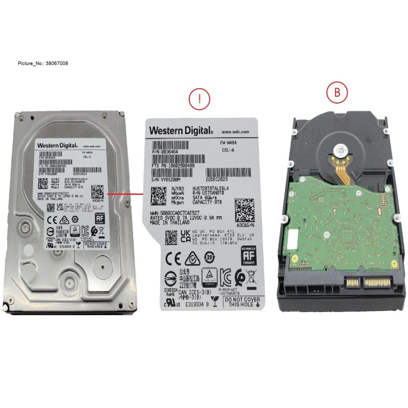38067008 - HD BC-SATA 6G 8TB 7K2 512E NON-HOT PL LF