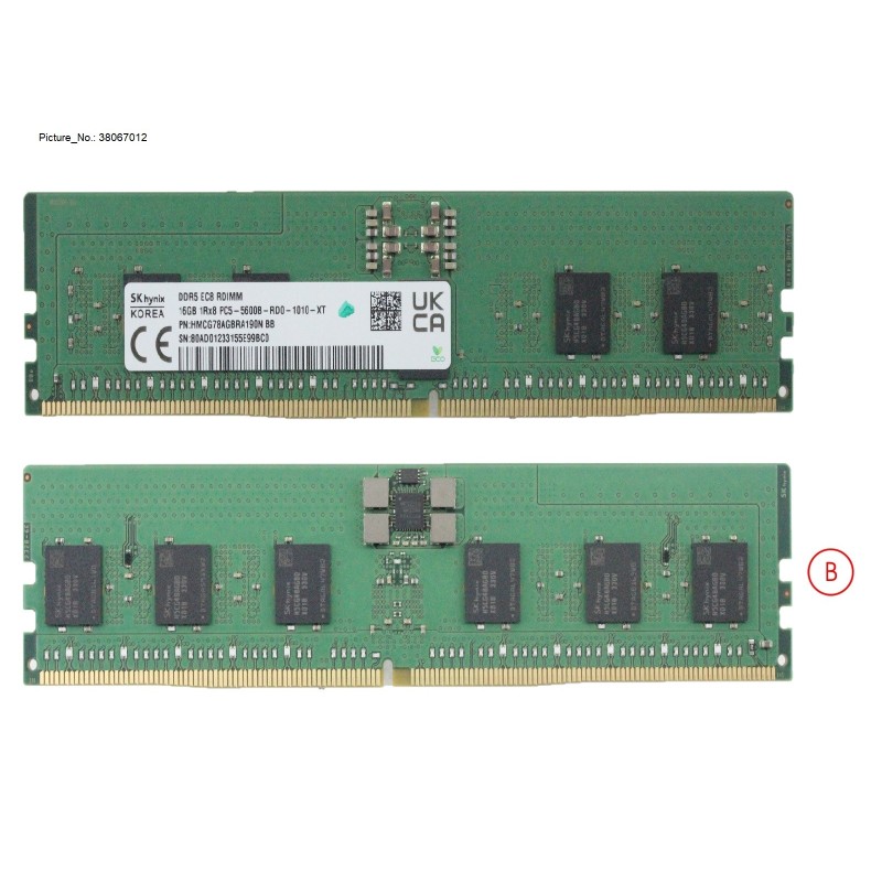 38067012 - 16GB (1X16GB) 1RX8 DDR5-5600 R ECC