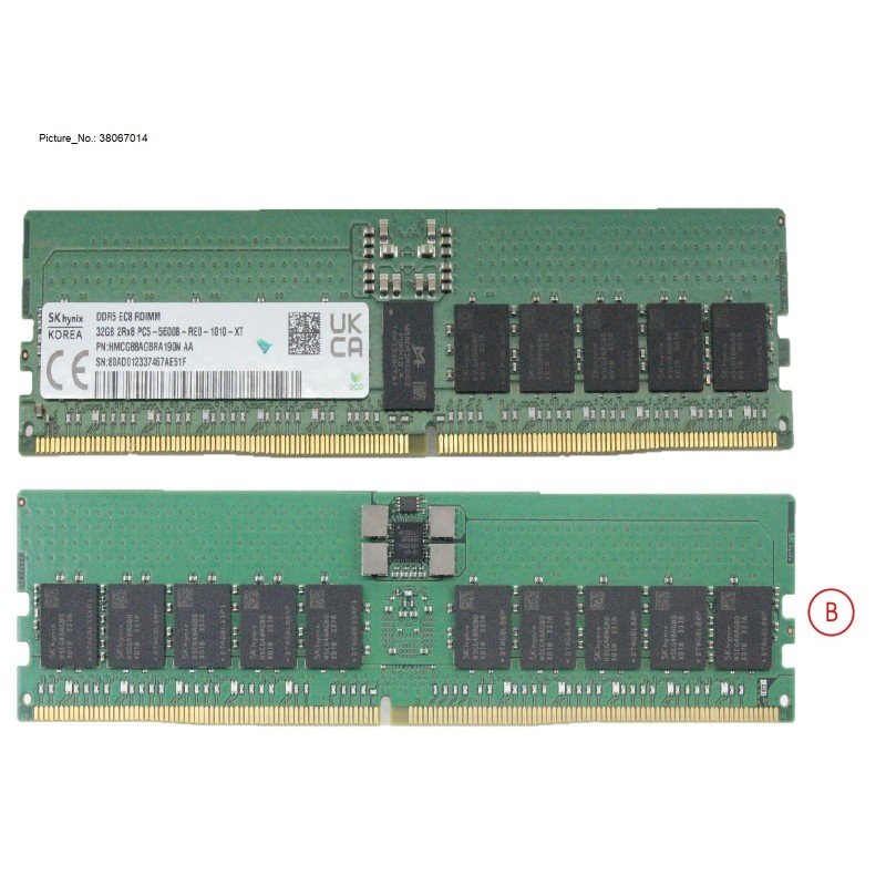 38067014 - 32GB (1X32GB) 2RX8 DDR5-5600 R ECC