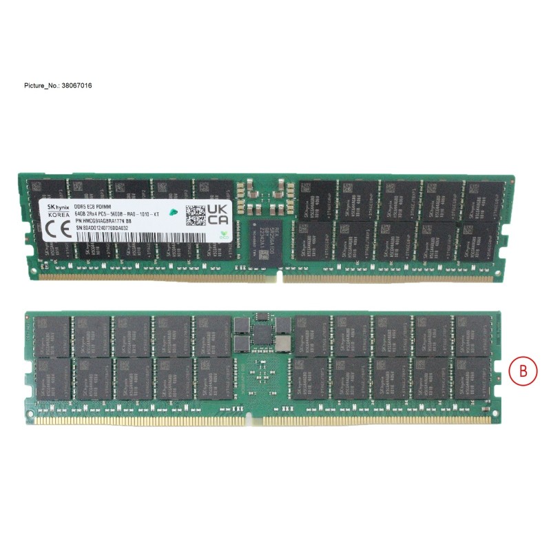 38067016 - 64GB (1X64GB) 2RX4 DDR5-5600 R ECC