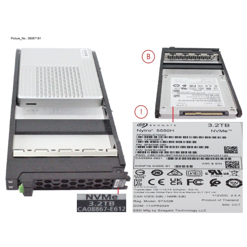 38067181 - DXS6 SSD NVME FIPS 2.5" 3.2TB