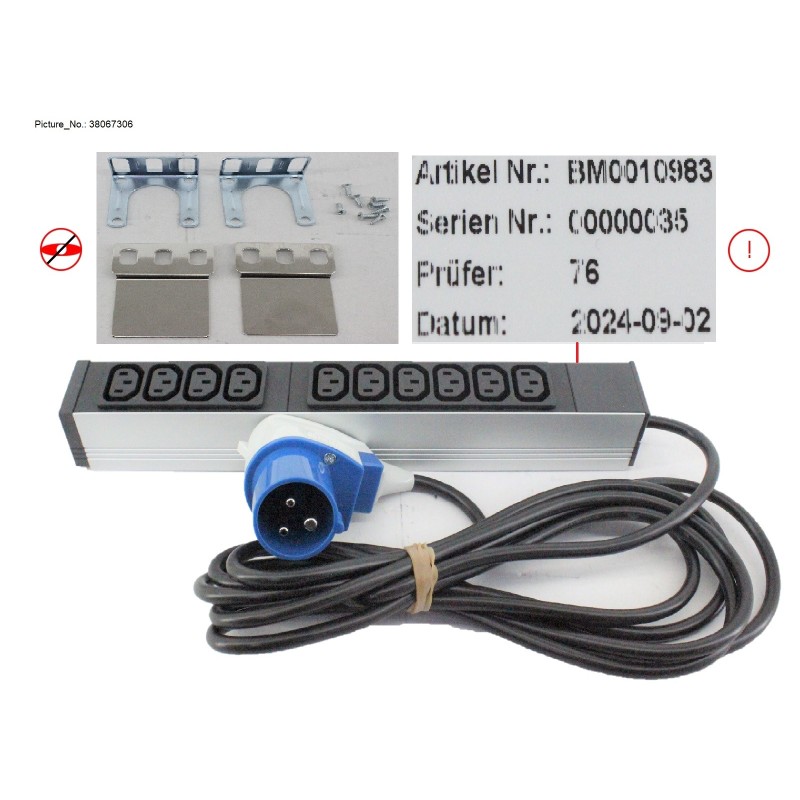 38067306 - SHORT RACK PDU (CEE 16A, 10XC13) SOCKETS