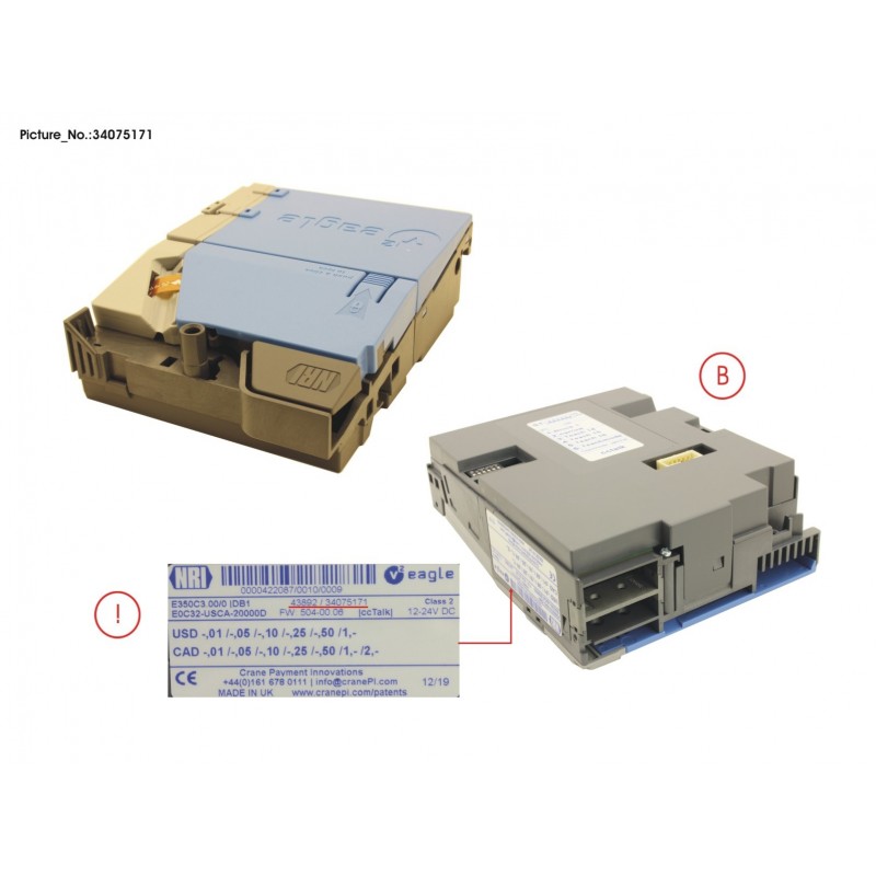 34075171 - V2 EAGLE COIN ACCEPTOR