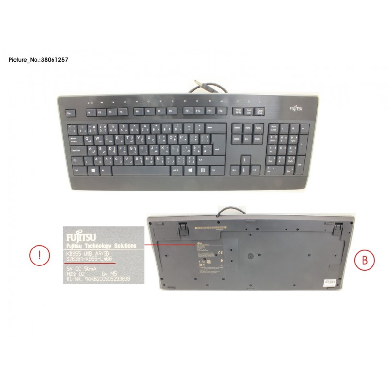 38061257 - KEYBOARD KB955 USB AR/GB