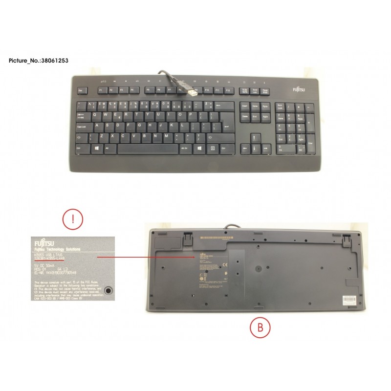 38061253 - KEYBOARD KB955 USB LT/US