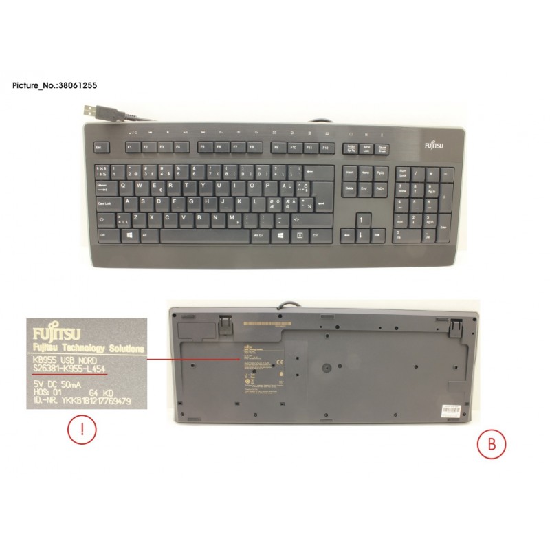 38061255 - KEYBOARD KB955 USB NORD