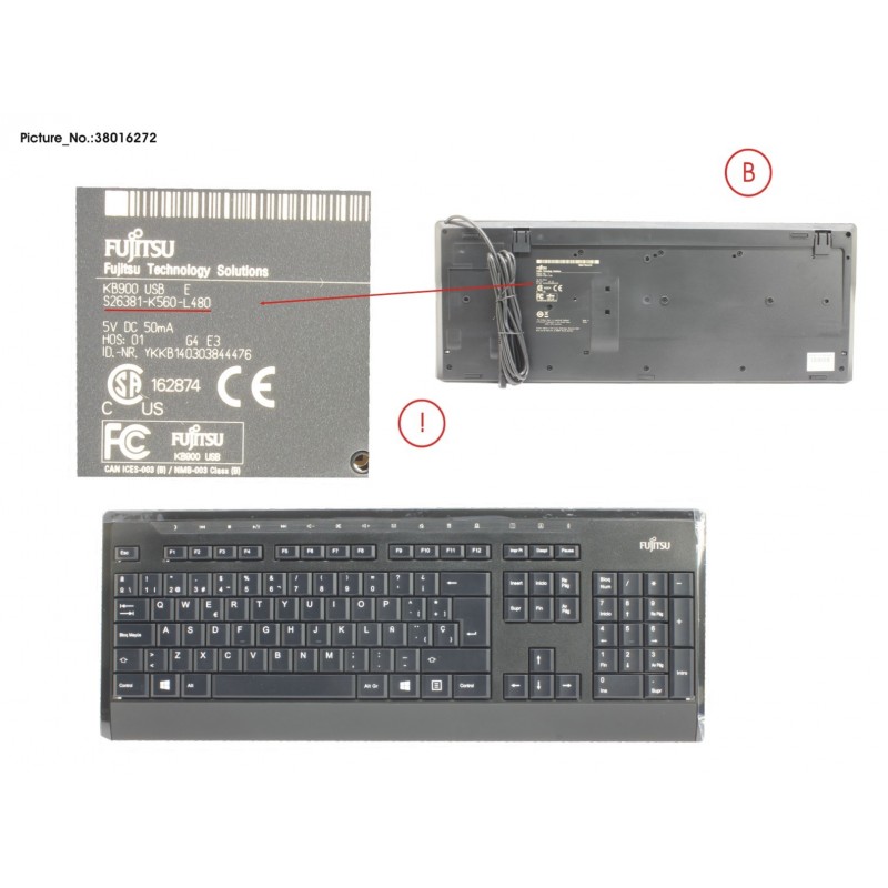 38016272 - KEYBOARD KB900 USB E