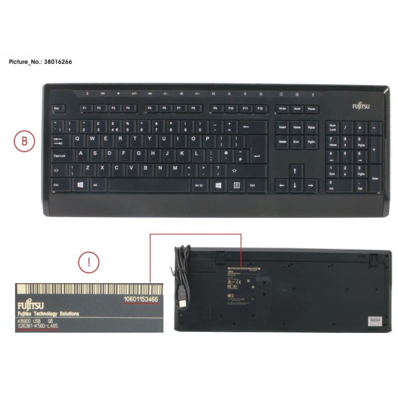 38016266 - KEYBOARD KB900 USB GB