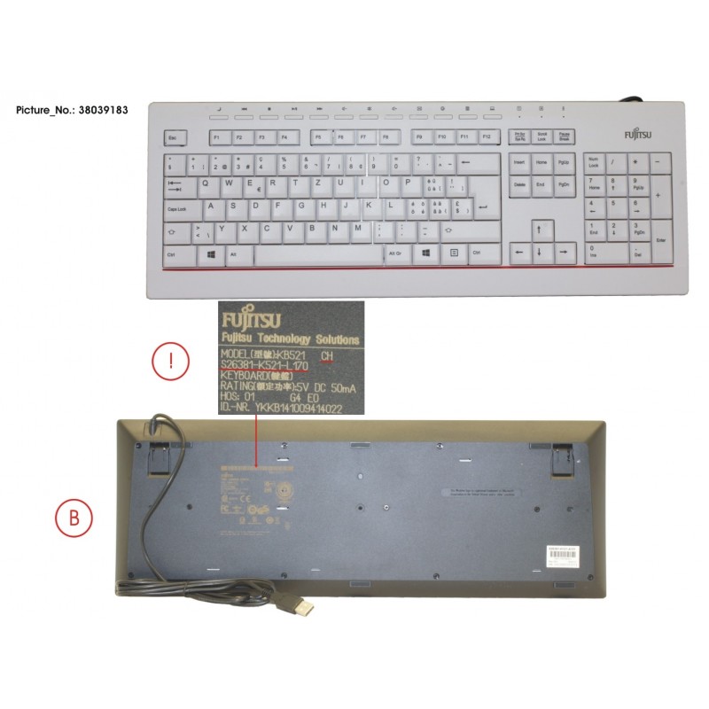 38039183 - KEYBOARD KB521 CH