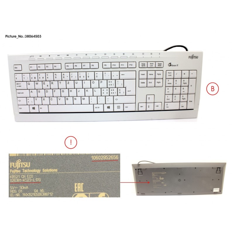 38064503 - KEYBOARD KB521 CH ECO