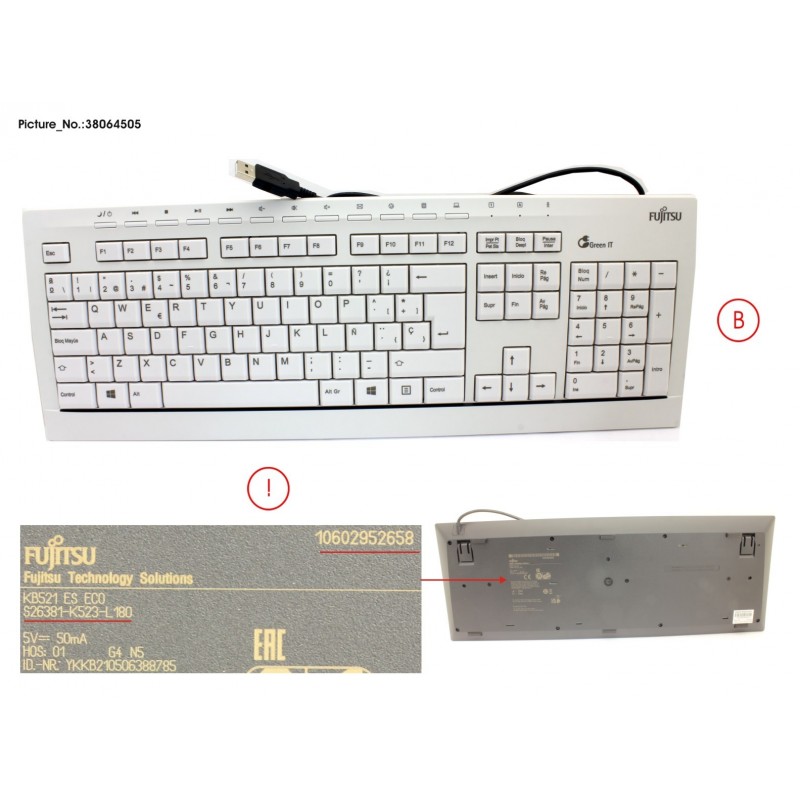 38064505 - KEYBOARD KB521 ES ECO