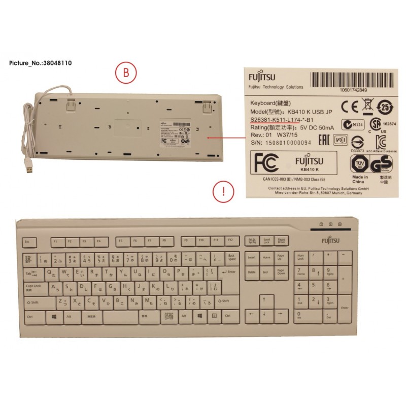 38048110 - KB410 K USB GREY JP