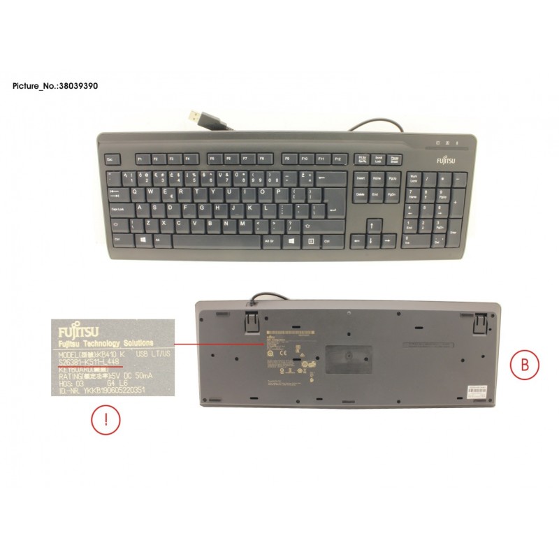 38039390 - KB410 USB BLACK LT/US