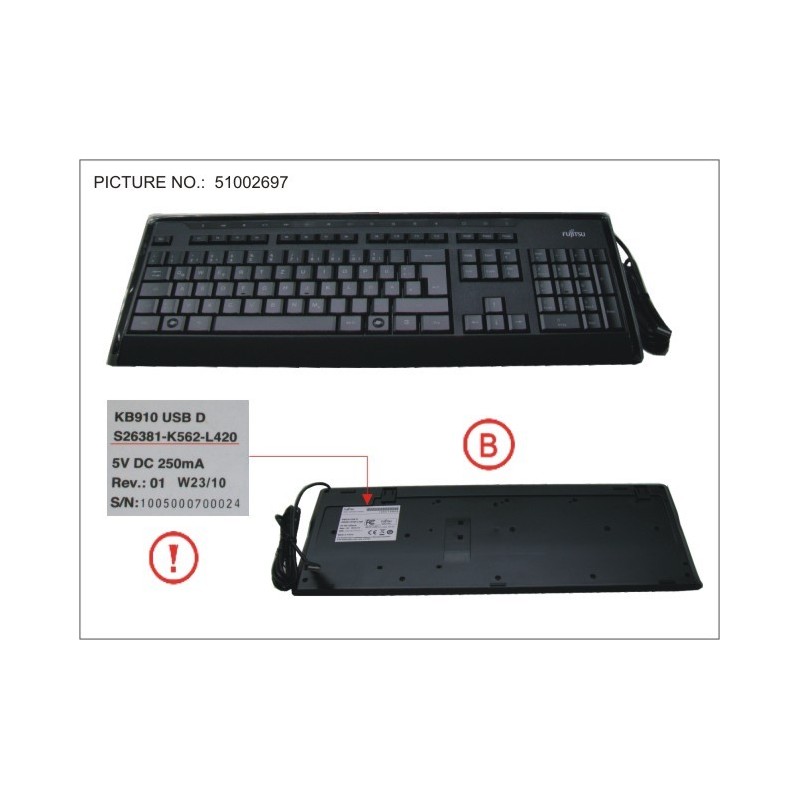 38016449 - KEYBOARD KB910 BACKLIGHT D