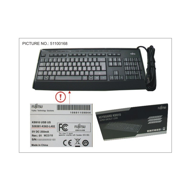 38016448 - KEYBOARD KB910 BACKLIGHT US/INT