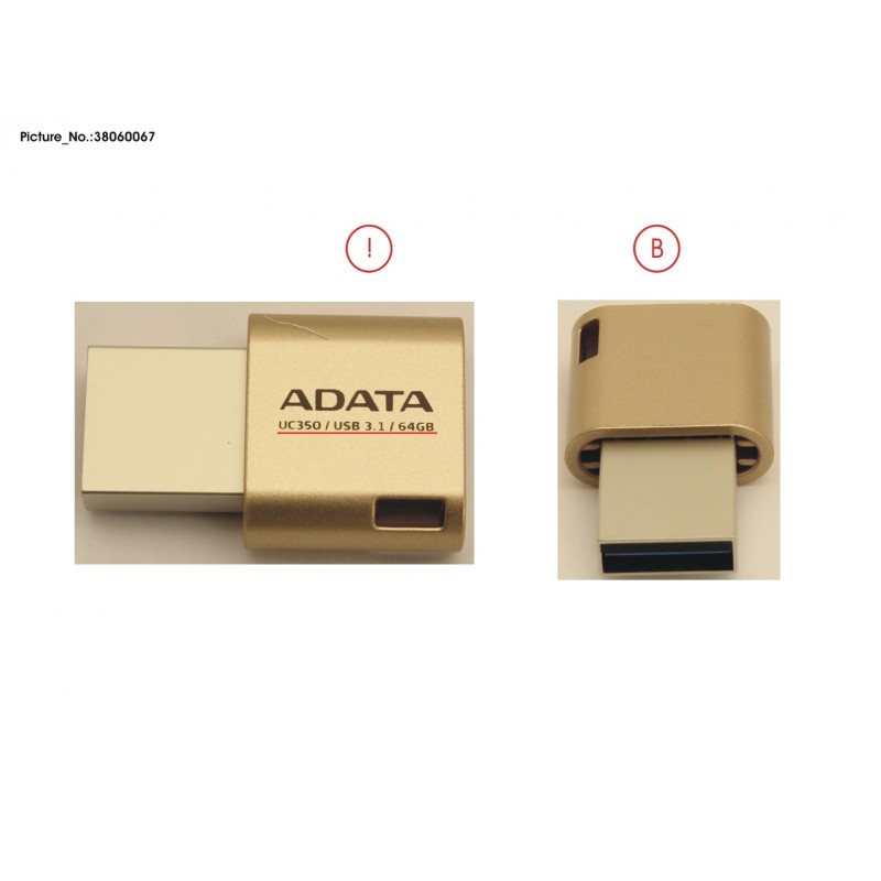 38060067 - ADATA UC350 USB TYP-C FLASH DRIVE 64 GB