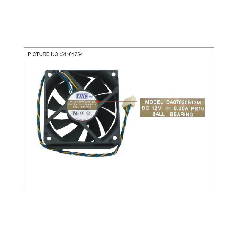 38018831 - FAN 12V,4100RPM,70X70X20