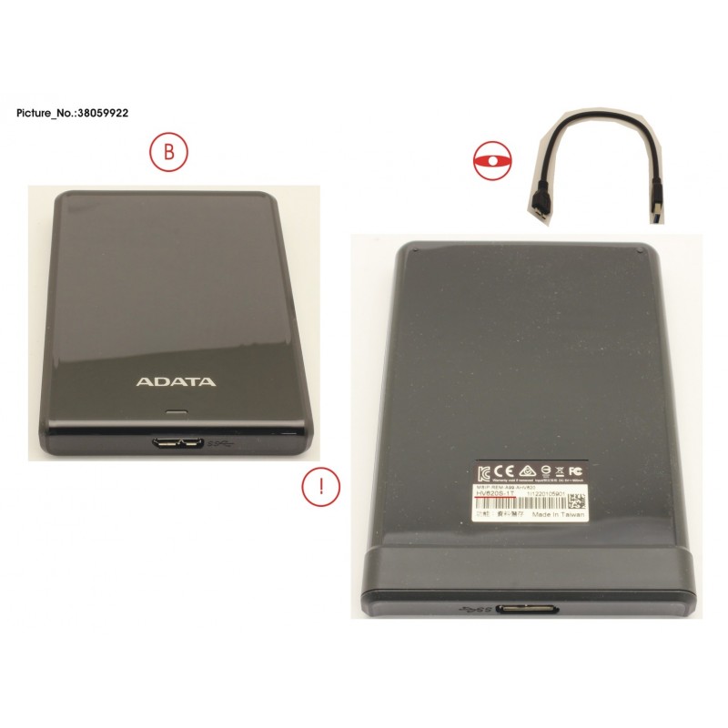 38059922 - ADATA 2.5' EXTERNAL HDD HV620S 1TB USB