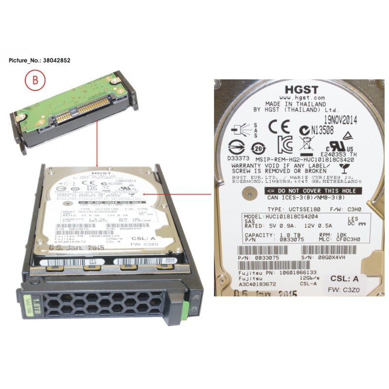 38042852 - HD SAS 12G 1.8TB 10K 512E HOT PL 2.5' EP