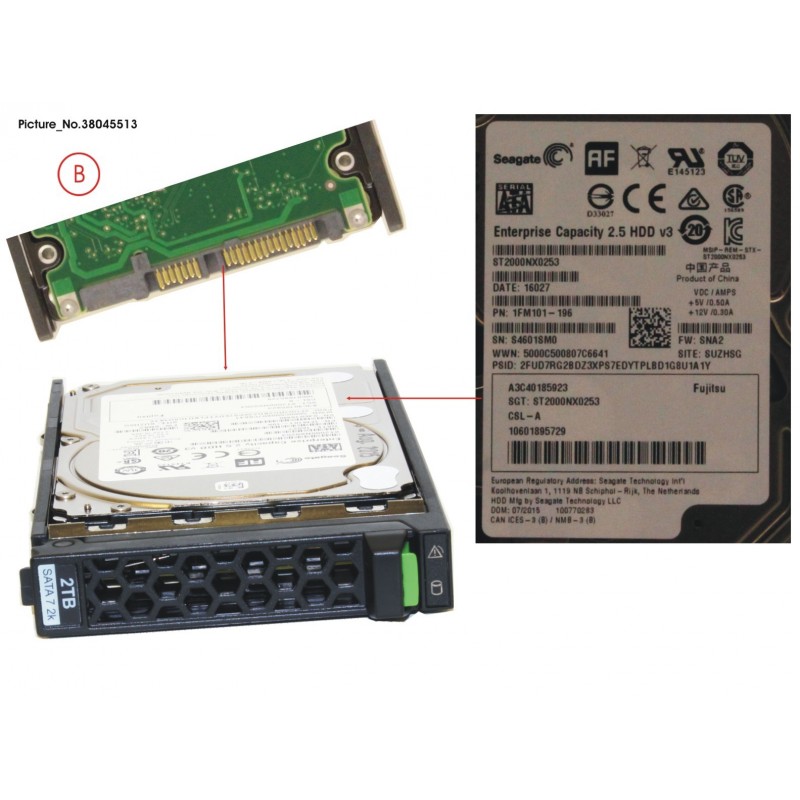 38045513 - HD SATA 6G 2TB 7.2K 512E HOT PL 2.5' BC