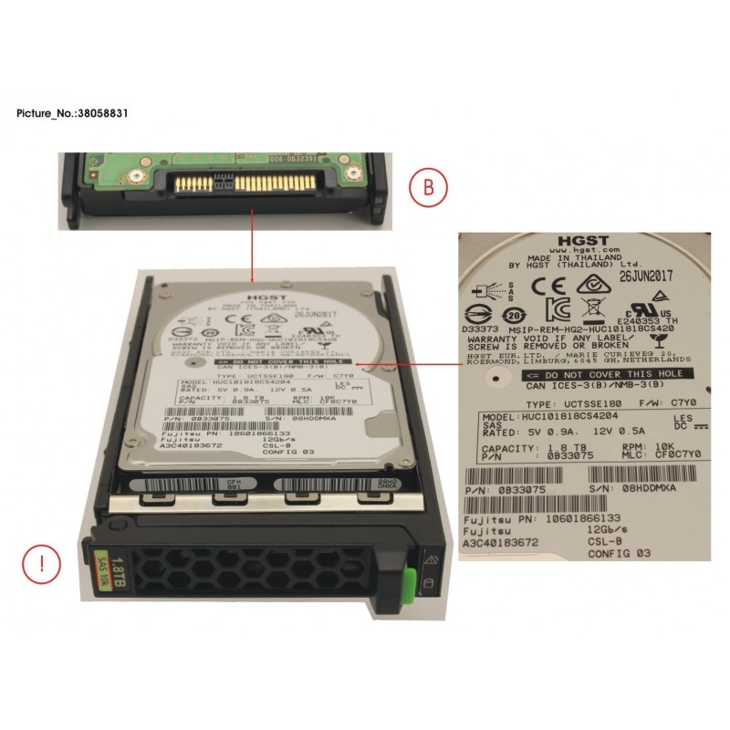 38058831 - HD SAS 12G 1.8TB 10K 512E HOT PL 2.5' EP