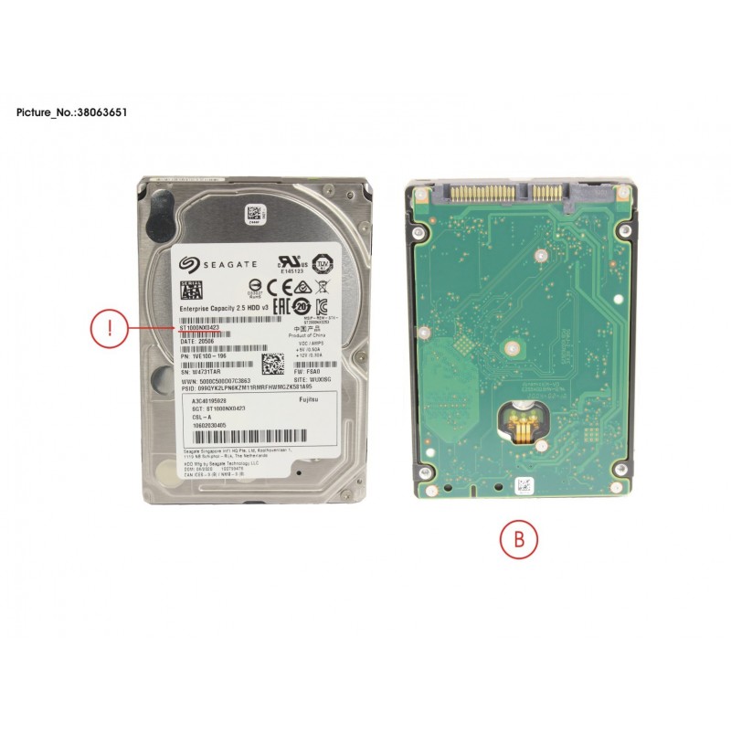 38063651 - HD SATA 6G 1TB 7.2K 512N HOT PL 2.5" BC