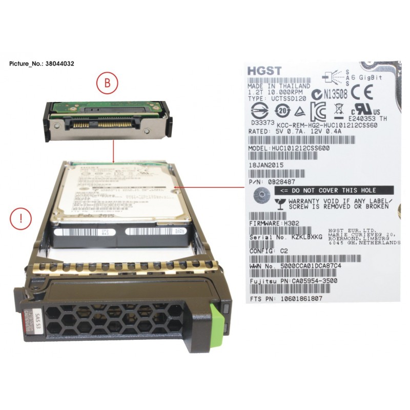 38044032 - DX S3 HD DRIVE 2.5'  1.2TB 10KRPM X1