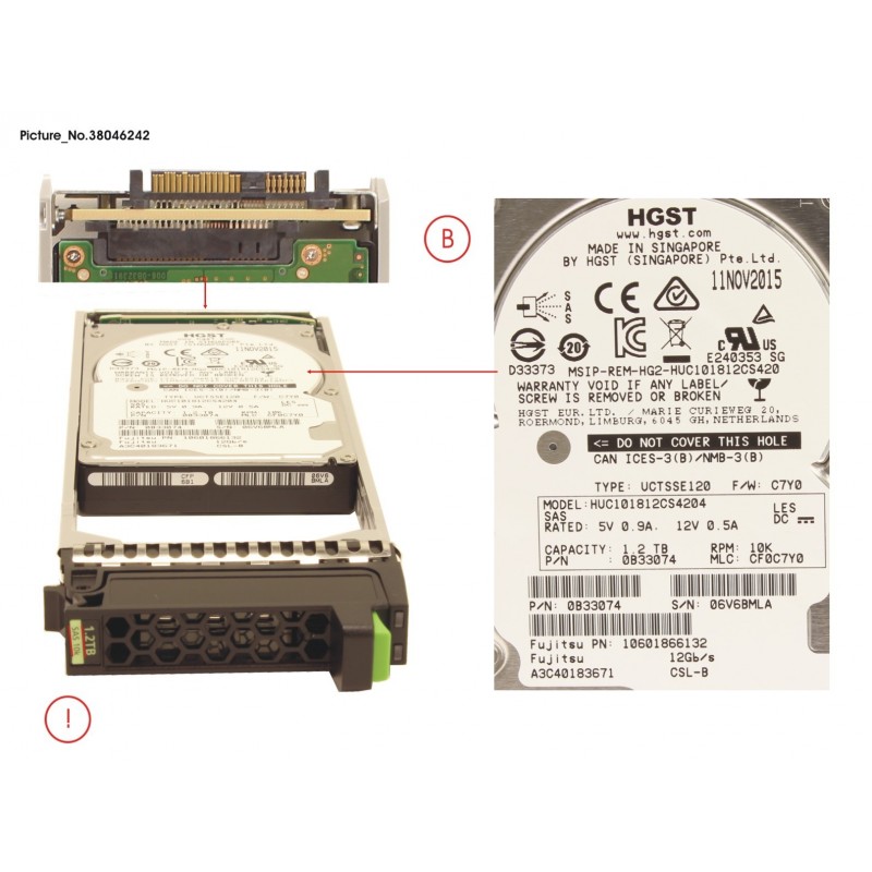 38046242 - JX40 S2 HD DRIVE SAS 1,2TB 10K 12G 512E