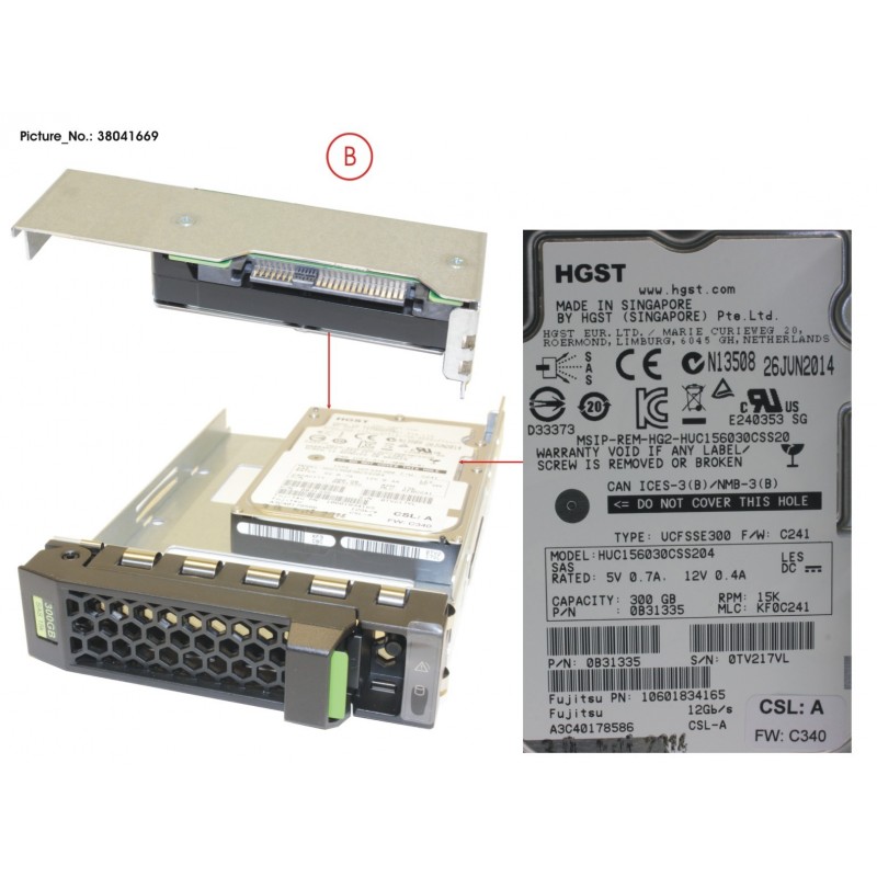 38041669 - HD SAS 12G 300GB 15K HOT PL 3.5' EP