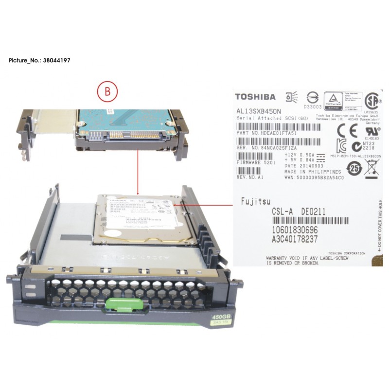 38044197 - HD SAS 6G 450GB 15K HOT PL 3.5' EP