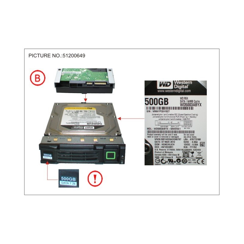 38019739 - HD SATA 6G 500GB 7.2K HOT PL 3.5' BC MNS