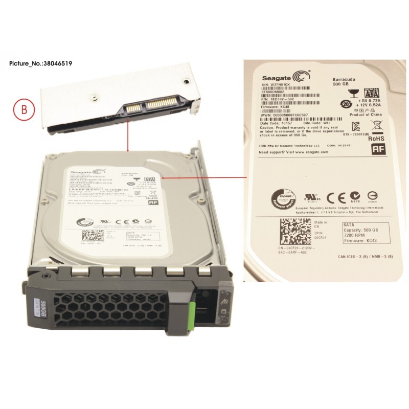 38046519 - HD SATA 6G 500GB 7.2K HOT PL 3.5' ECO