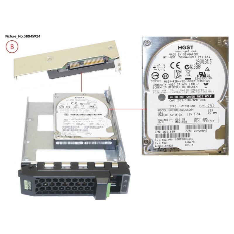 38045924 - HD SAS 12G 600GB 10K 512N HOT PL 3.5' EP