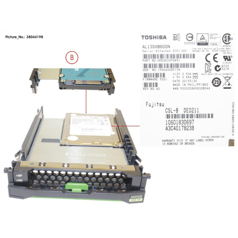 38044198 - HD SAS 6G 600GB 15K HOT PL 3.5' EP