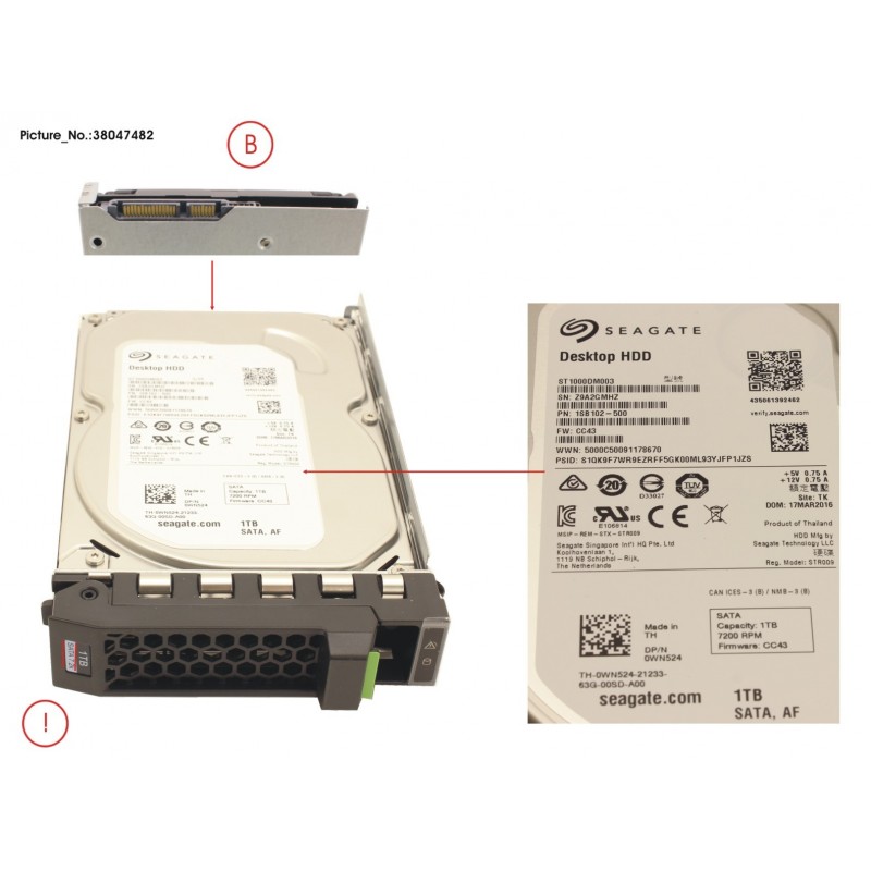 38047482 - HD SATA 6G 1TB 7.2K HOT PL 3.5'' ECO