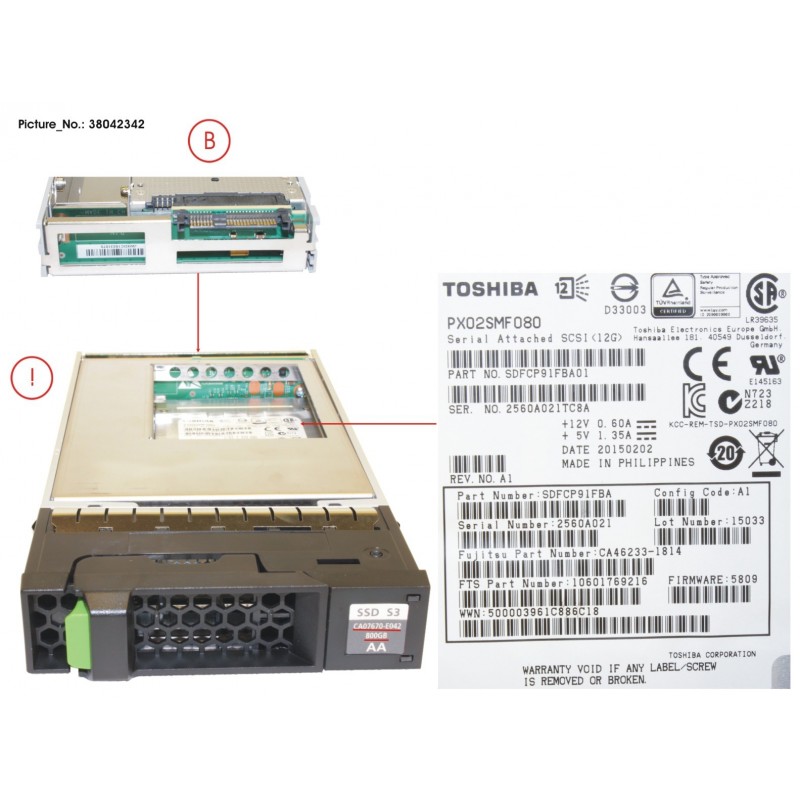 38042342 - DXS3 MLC SSD  3.5'  800GB SAS3 X1