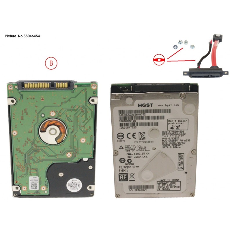 38046454 - TP7K A HDD KIT 500GB + CBLE/CAGE/SCREWS