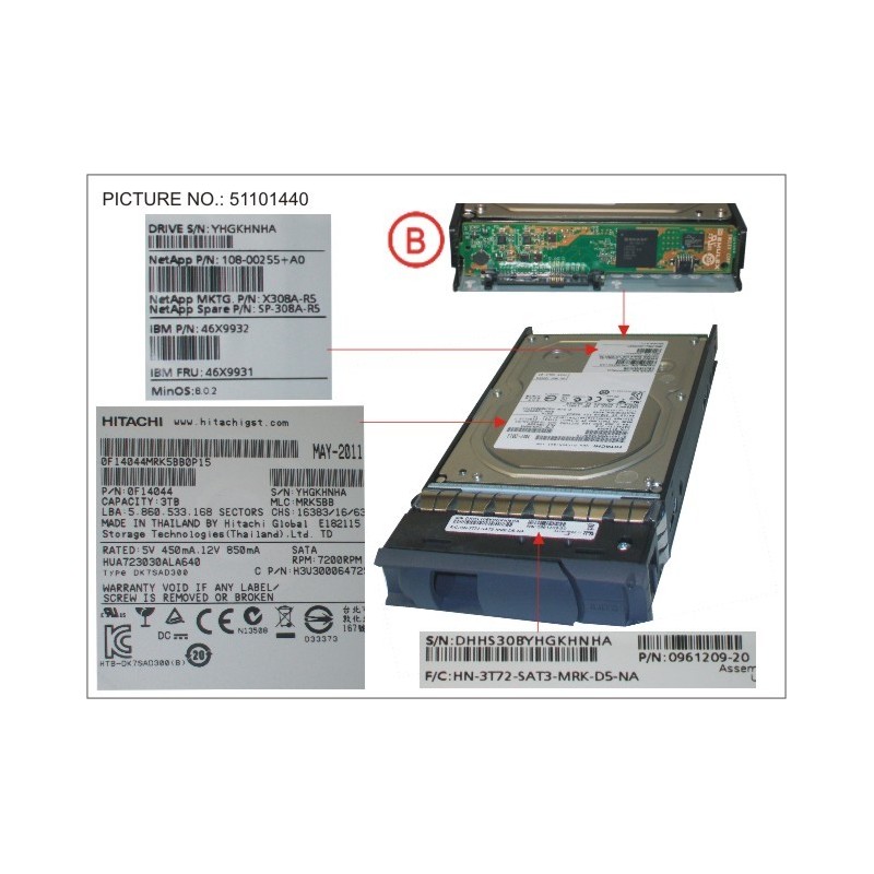 34034294 - DISK DRIVE SATA 3.0TB 7.2K RPM DS424X