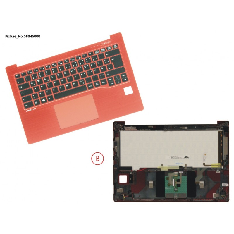 38045000 - UPPER ASSY RED INCL. KEYBOARD GERMAN