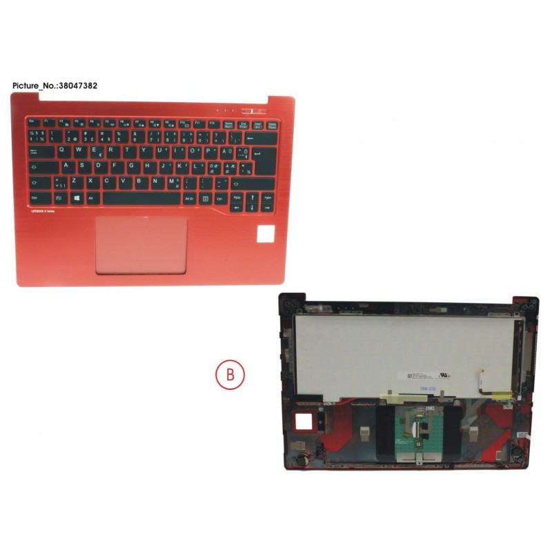 38047382 - UPPER ASSY RED INCL. KEYBOARD NORDIC